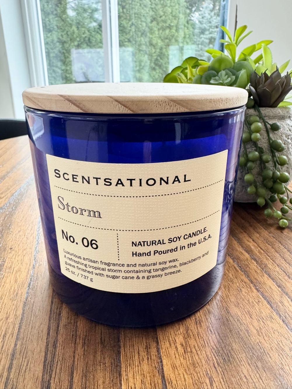 Scentsational Storm No. 06 3-Wick Jumbo Soy Candle 26 oz Cobalt Blue, NWT in USA